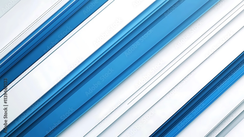 Fototapeta premium Abstract Diagonal Blue and White Stripes: A Modern Digital Illustration. AI Generated