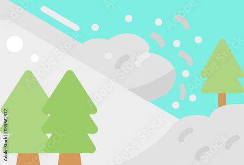 Snow Avalanche Concept Illustration Stylish and Beautiful