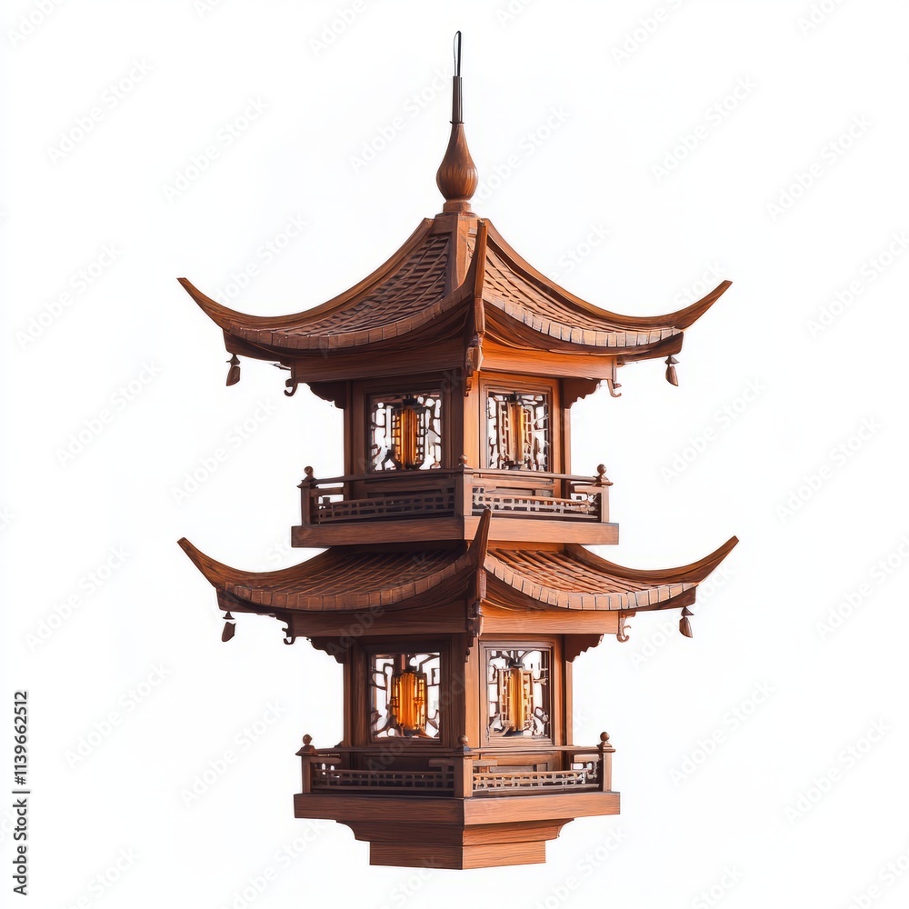 Fototapeta premium Pagoda-style lantern isolated on white background