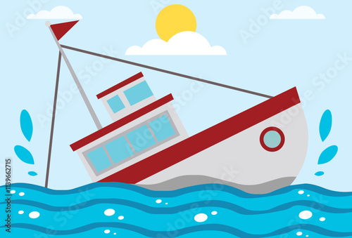 Boat Sink Concept Illustration Stylish and Beautiful
