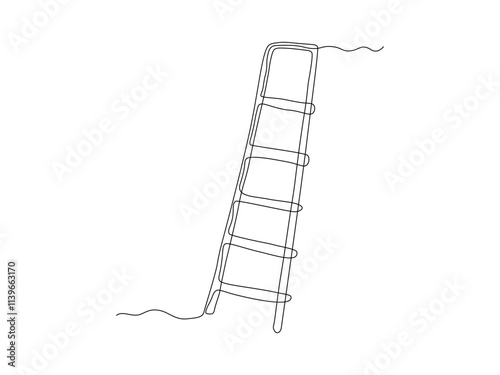Abstract ladder,stepladder, continuous single line art drawing sketch, logo