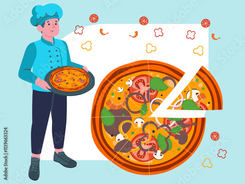 Pizza Concept Illustration Stylish and Beautiful