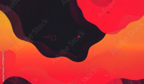 Abstract Red Orange and Bla...