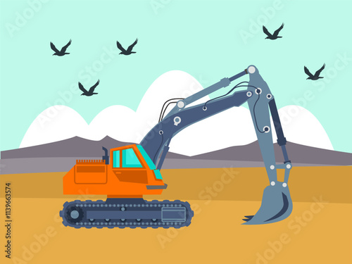 Excavator Concept Illustration Stylish and Beautiful