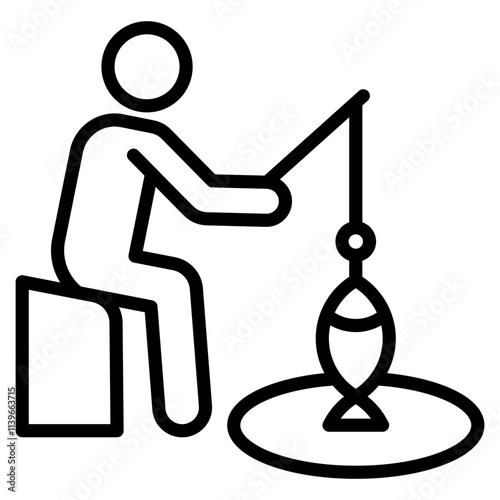 ice fishing single icon