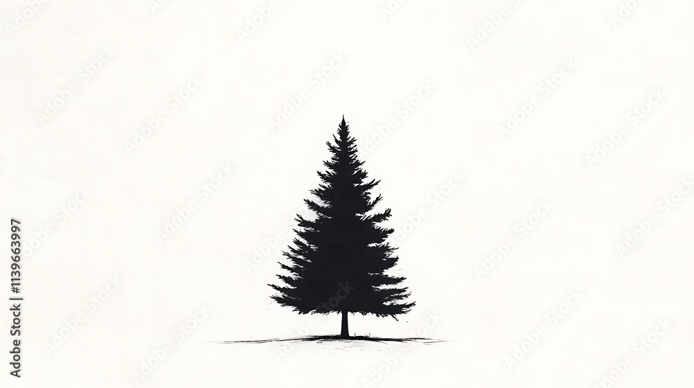 Obraz premium Slightly stylized tree silhouette on plain background digital art.. AI Generated