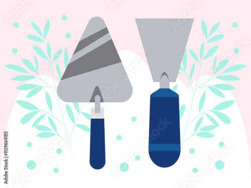 Plastering Trowel Concept Illustration Stylish and Beautiful