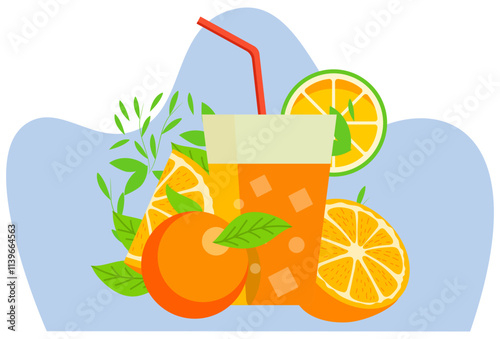 Orange Juice Concept Illustration Stylish and Beautiful