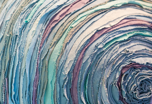 Blurred recycle fabric background, closeup reuse old fabric background