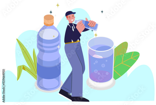 Water Bottle Concept Illustration Stylish and Beautiful