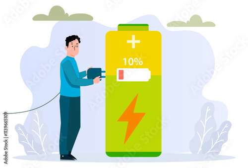 Charging Battery Concept Illustration Stylish and Beautiful