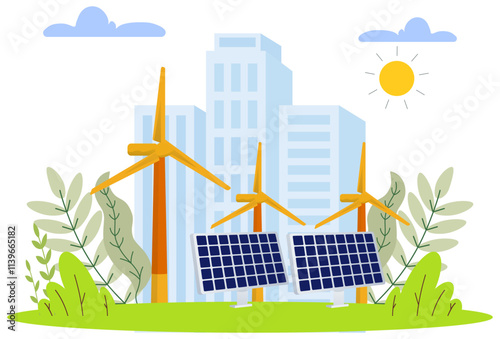 Energy Sources Concept Illustration Stylish and Beautiful