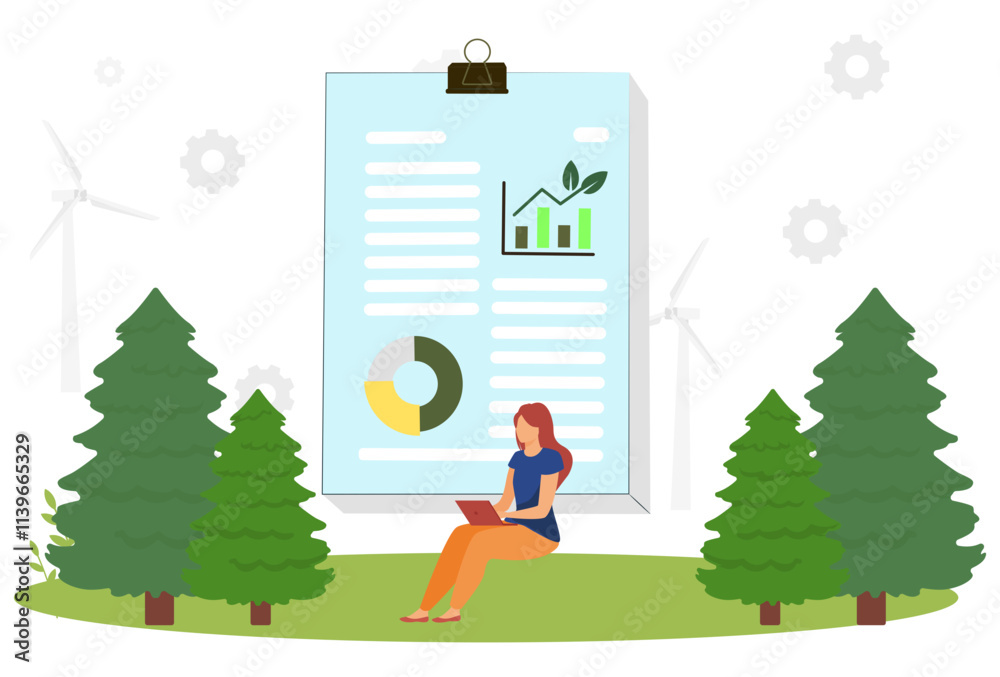 Naklejka premium Energy Policy Concept Illustration Stylish and Beautiful