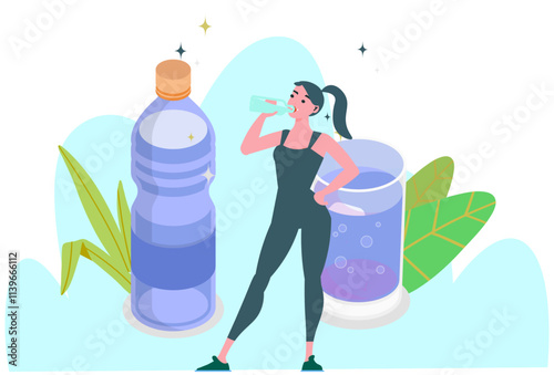 Water Bottle Concept Illustration Stylish and Beautiful