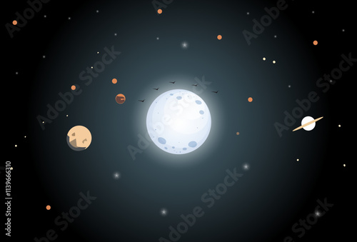Moon Concept Illustration Stylish and Beautiful