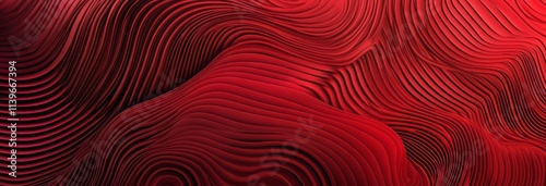 Abstract Red Wavy Lines Pat...
