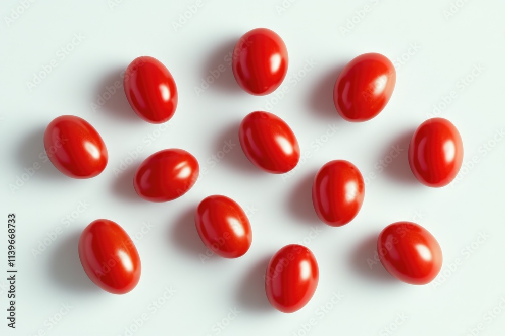 Vibrant Cherry Tomatoes: Fresh Organic Delights on a Crisp White Canvas Vibrant Cherry Tomatoes: Fresh Organic Delights on a Crisp White Canvas