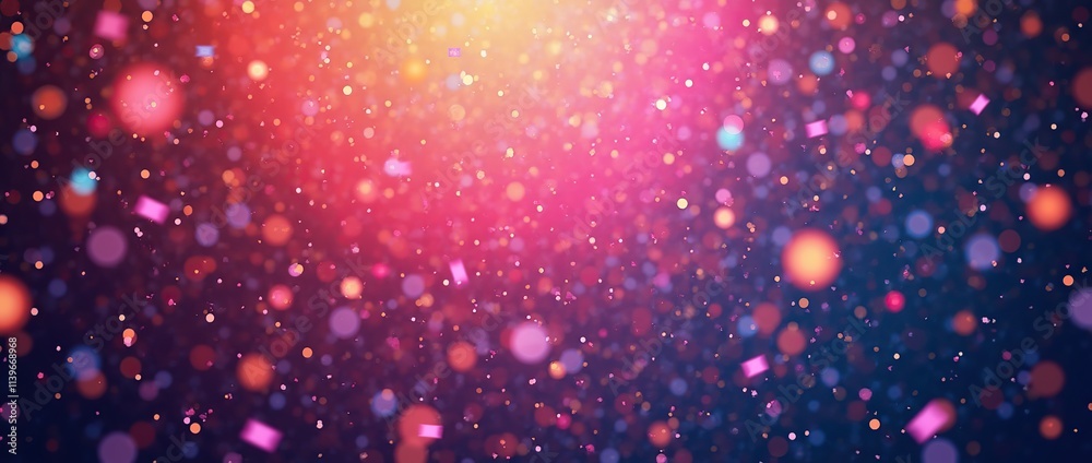 Fototapeta premium Vibrant neon confetti soaring through the air on a bright, colorful background.