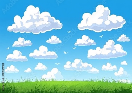 clouds and grass