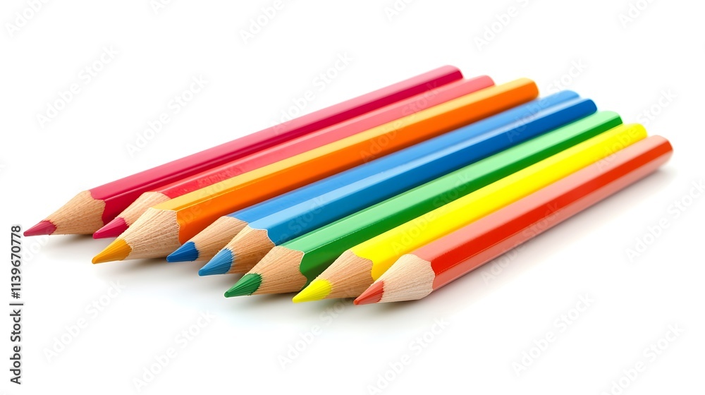 A collection of colored pencils arranged in a vibrant spectrum for artistic use. A collection of colored pencils arranged in a vibrant spectrum for artistic use.