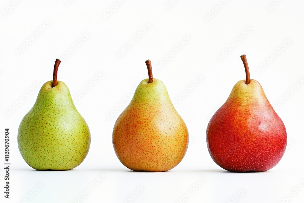 Trio of Fresh Pears Isolated Against a Clean White Backdrop for Culinary Inspiration Trio of Fresh Pears Isolated Against a Clean White Backdrop for Culinary Inspiration