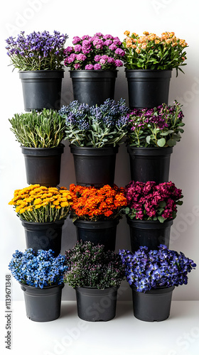 Vibrant Blooms in Pots: Colorful Flower Display