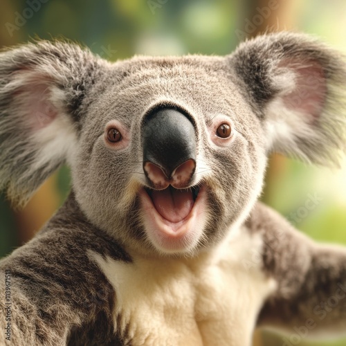 Close-up of a happy koala bear. photo