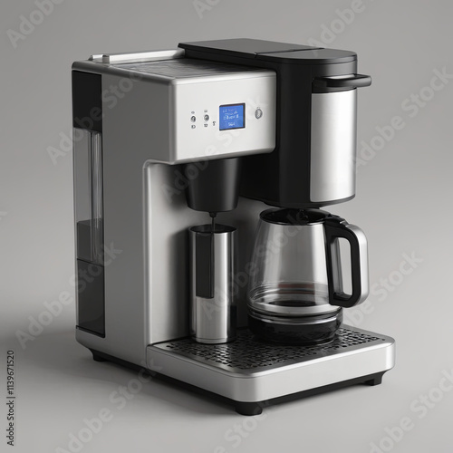 modern coffee machine close up, realistic illustration