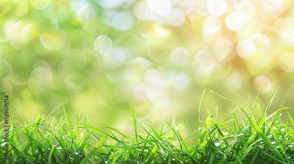 Obraz premium Beautiful green grass with morning dew.