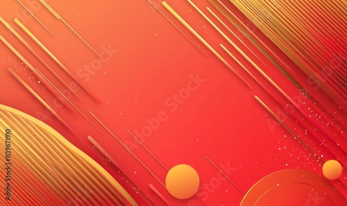 Abstract Red and Gold Geome...