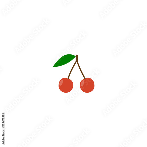 Two red cherry icon isolated on white background