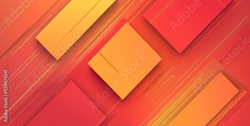 Abstract Red and Orange Geo...