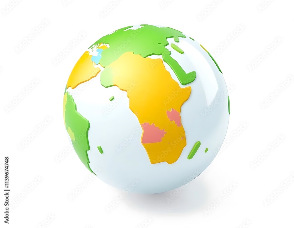 Fototapeta premium Colorful 3D World Globe, Ideal for Educational Resources, Generative AI