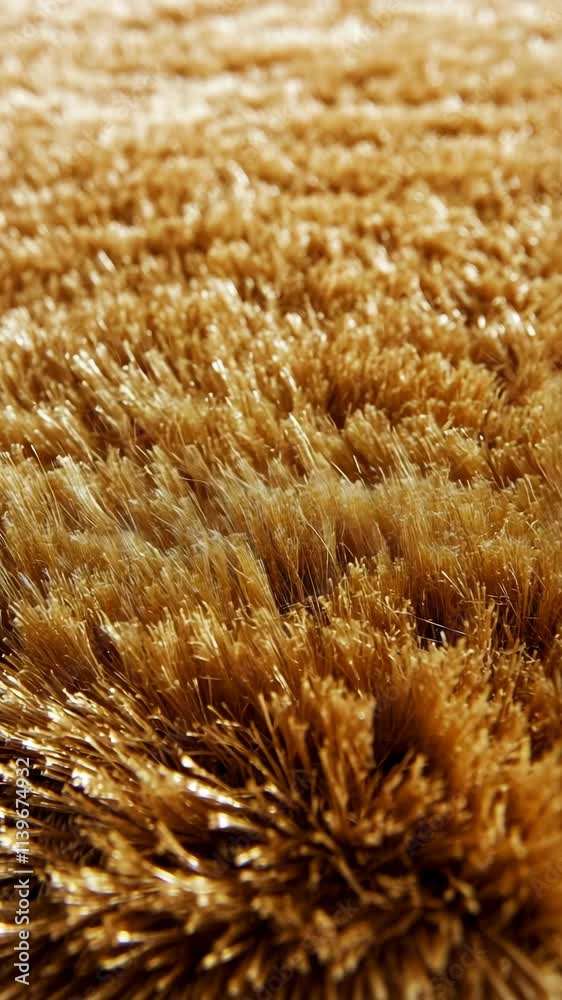 Textured golden carpet showcases intricate fibers in close-up view, emphasizing depth and warmth within a cozy interior space Textured golden carpet showcases intricate fibers in close-up view, emphasizing depth and warmth within a cozy interior space