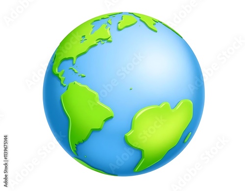 Fototapeta Naklejka Na Ścianę i Meble -  Cartoon Earth Globe with Simple Design, Generative AI