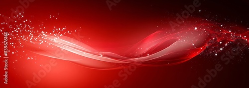 Abstract Red Wave With Spar...