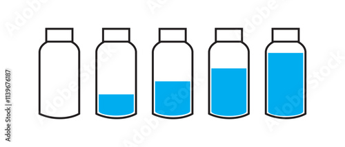 Vector stock of water plastic bottle with different water level