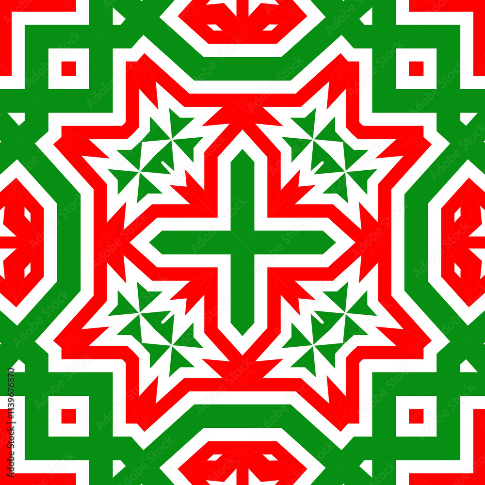 Obraz premium Seamless square pattern red and green. Christmas pattern green and red. Merry Christmas. Happy New Year.