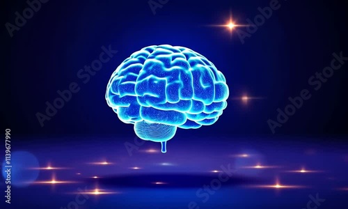 Abstract glowing blue brain