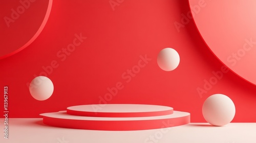 Red background with white s...