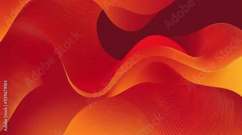 Abstract Red Orange Wave Pa...