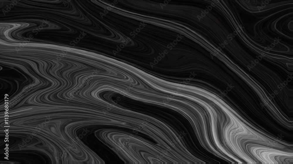 Black and white marble liquid flow has unique and beautiful pattern lines. Abstract liquid background, liquid paint, water ripple wave, colorful liquid. 4K