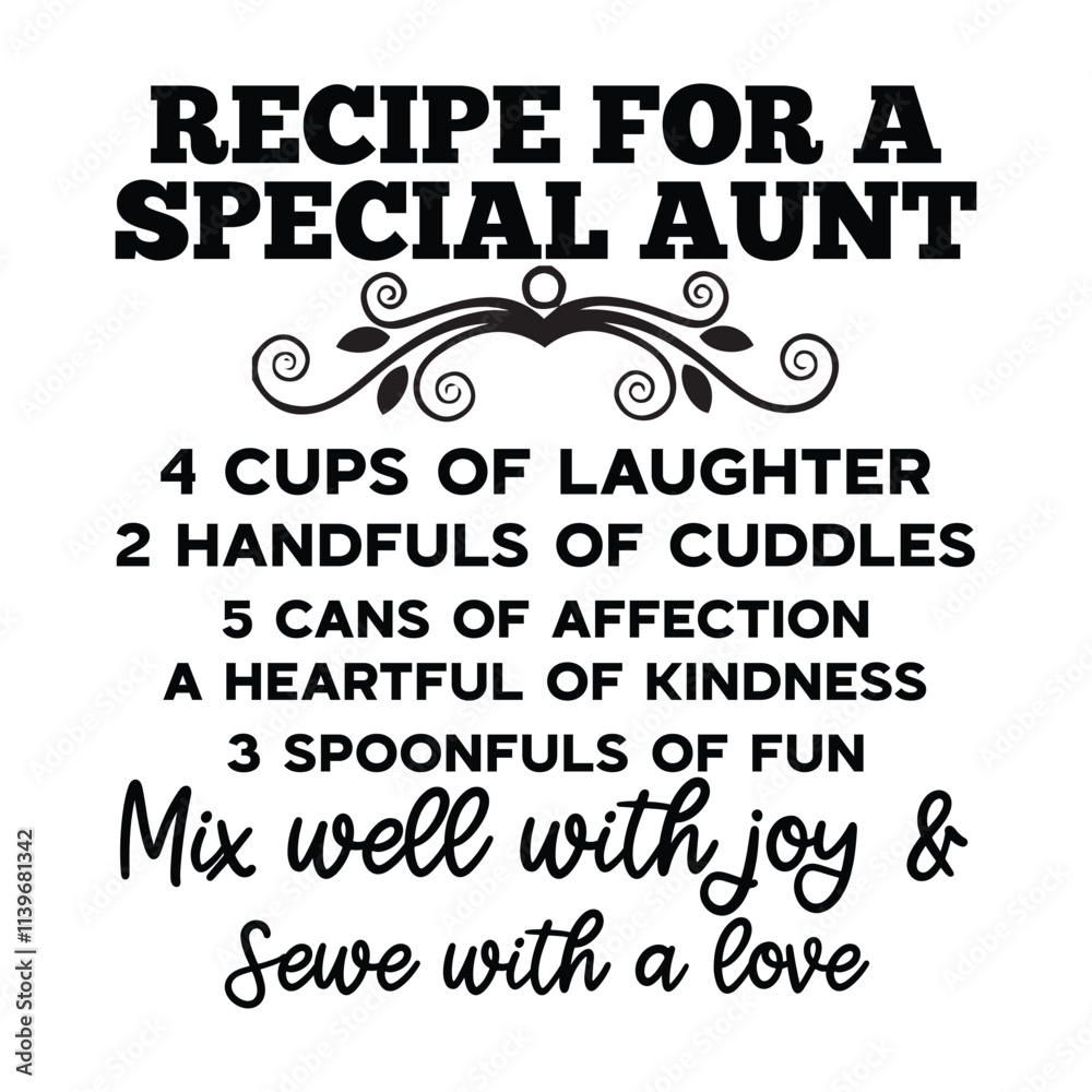 Obraz premium Recipe for a Special Aunt SVG Art & Illustration