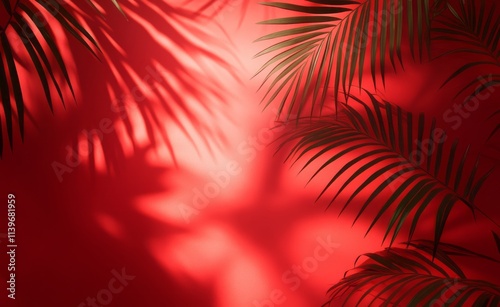 Palm Leaf Shadows on Red Ba...