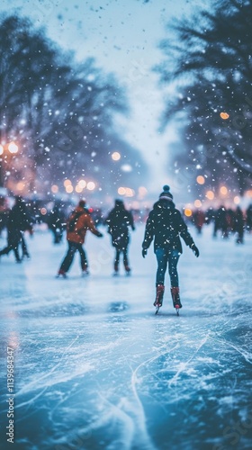 Winter Wonderland Ice Skating Scene photo