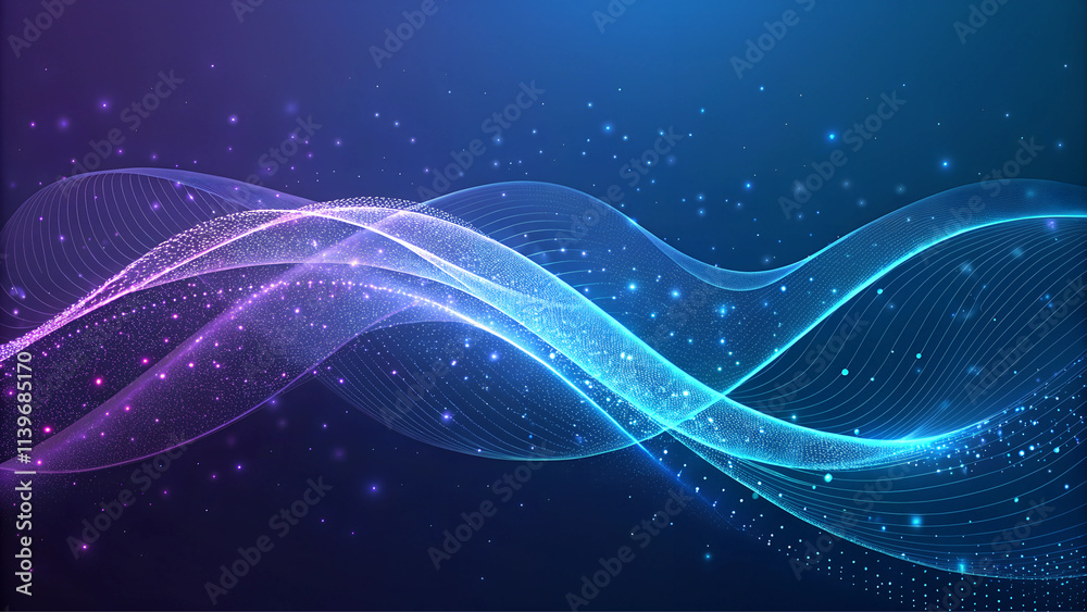 Blue and purple light waves on a starry background Blue and purple light waves on a starry background