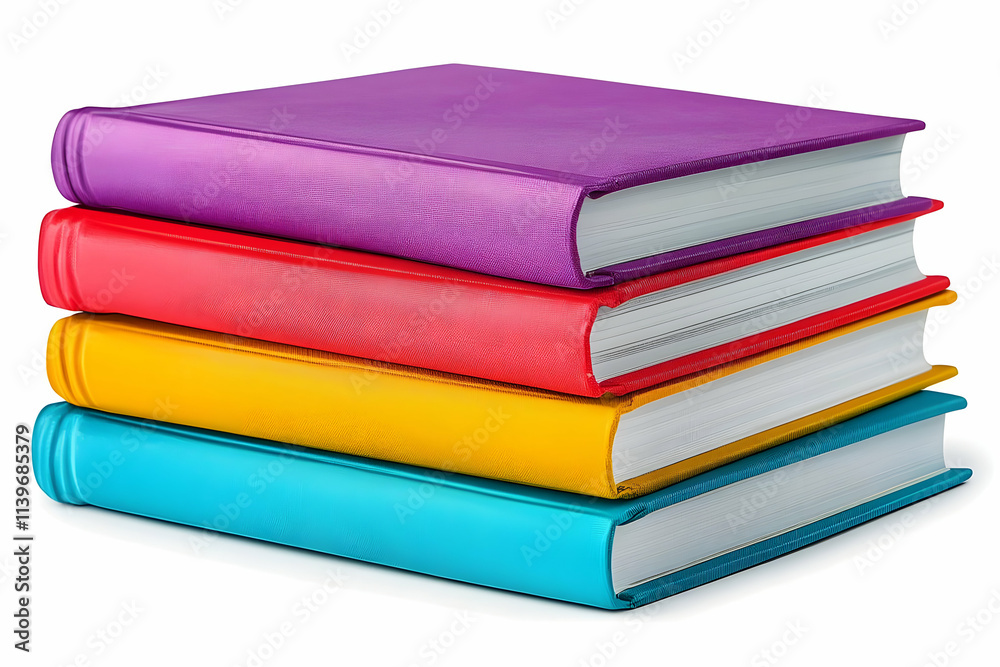 Colorful Books Stacked High on White Colorful Books Stacked High on White