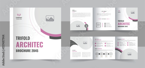 Creative architecture square trifold brochure template design or Modern business square trifold brochure template design layout