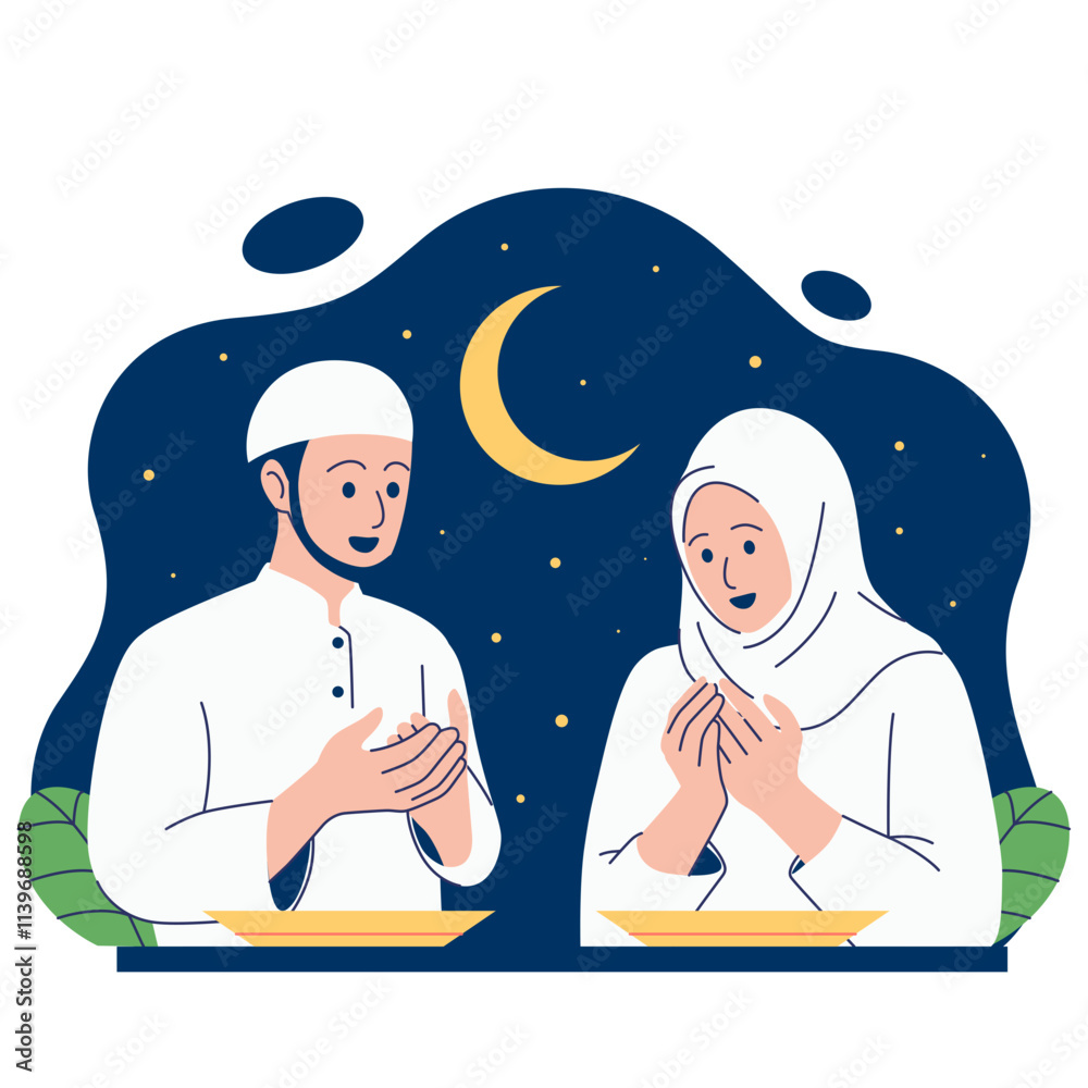Illustration of an Ramadan Kareem Pray Illustration of an Ramadan Kareem Pray