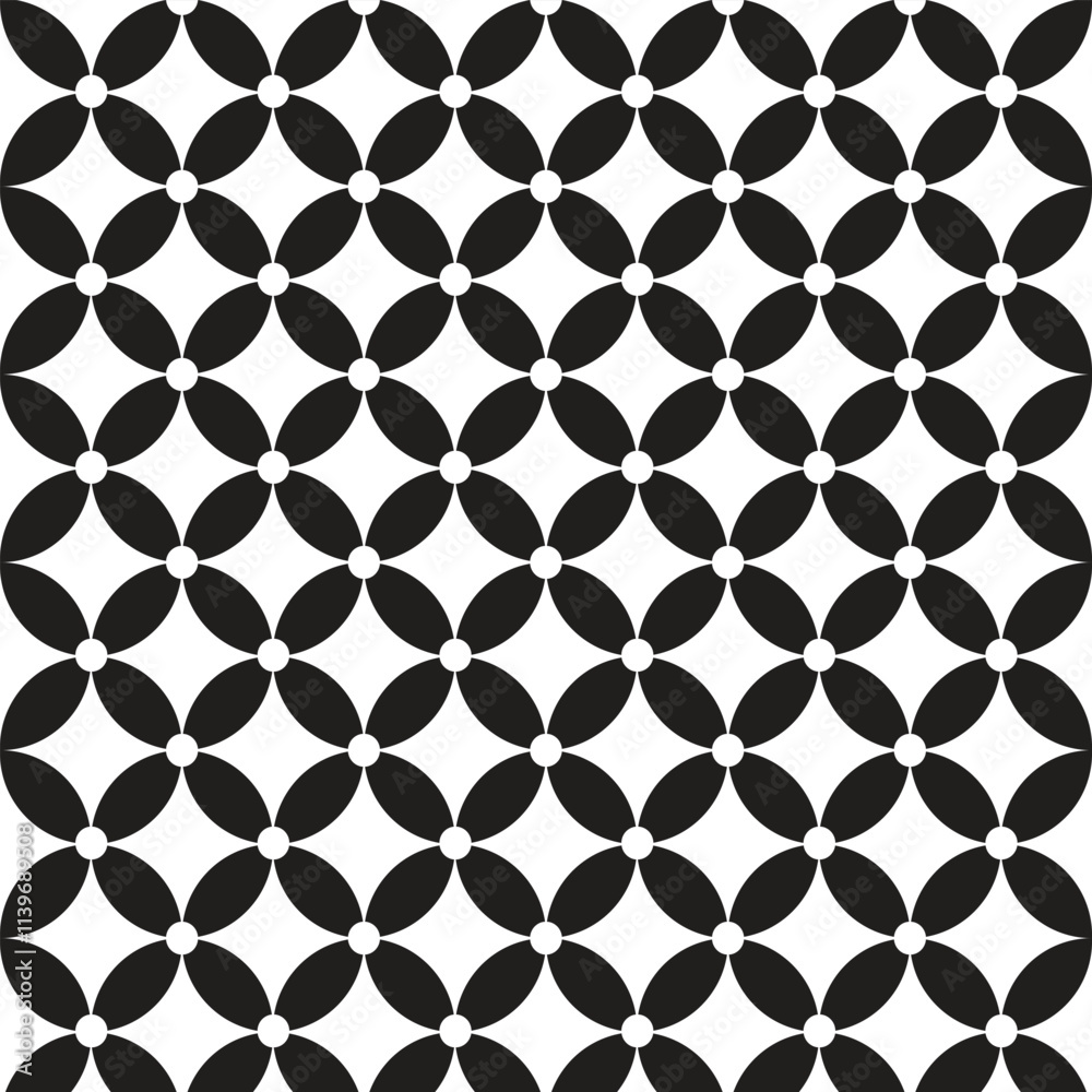 Fototapeta premium black and white batik indonesia seamless pattern